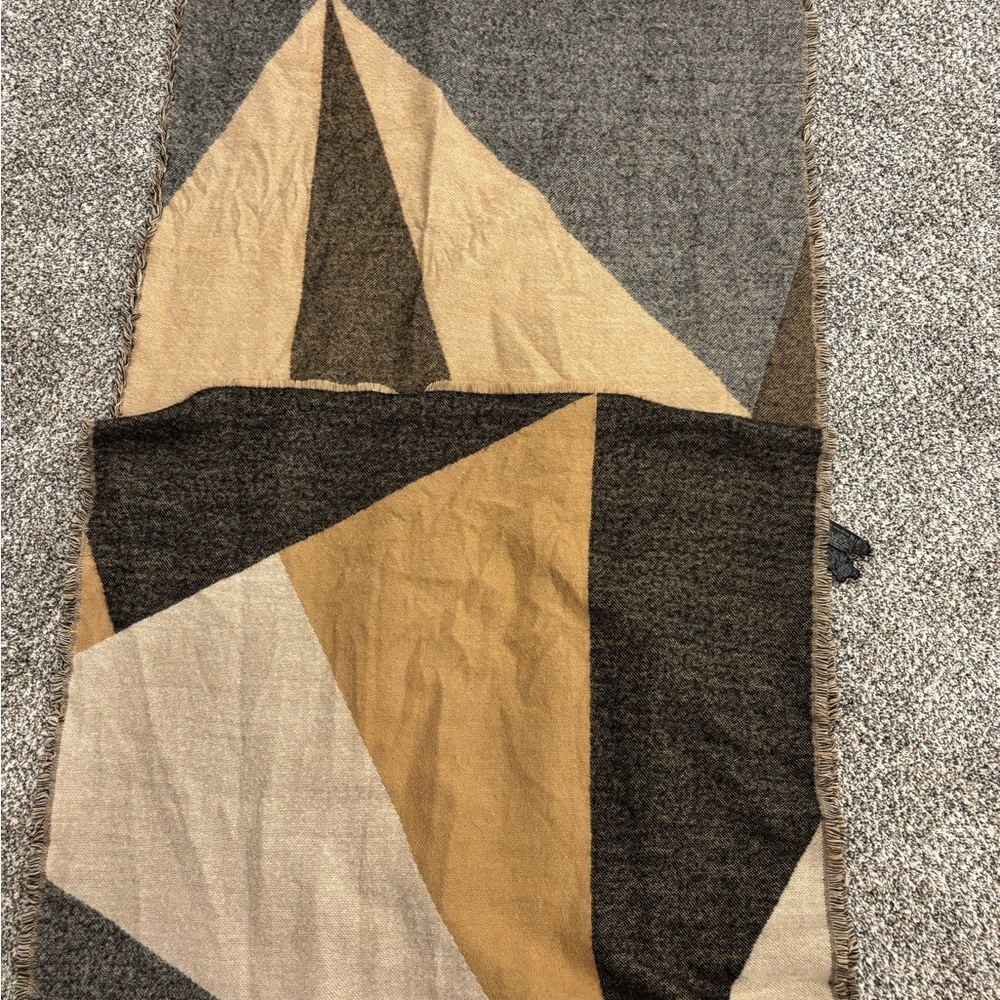 Zara Geometric Scarf in Black, Tan, and Cream